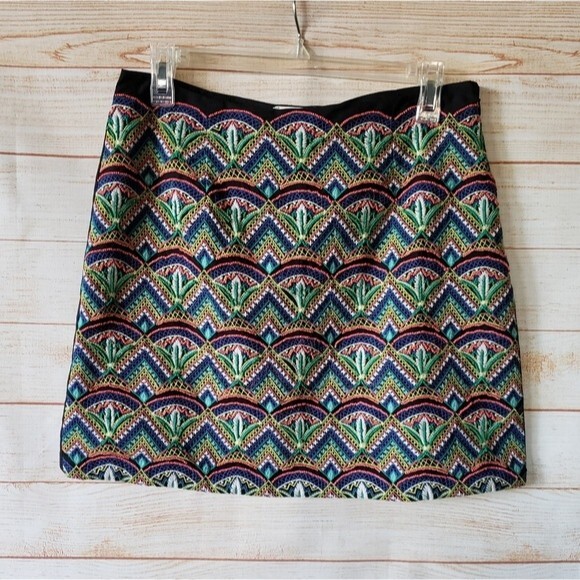 Anthropologie Ollari Deco Embroidered Beaded Cotton Mini Skirt - Picture 4 of 10